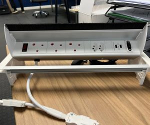 silver-flip-up FLIP-UP Desk Power Solution SILVER